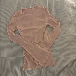 Zara Long Sleeve Ribbed Top with Flared Sleeves